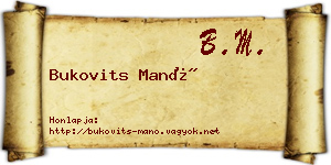 Bukovits Manó névjegykártya